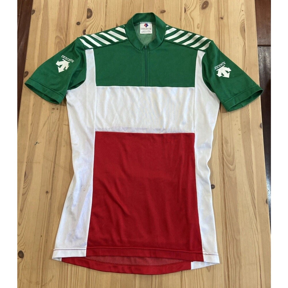 Descente Cycling Jersey 90s biking cycle Japan Mens L? Italy Red Green White